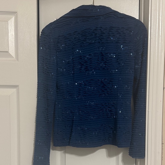 Clara Sun Woo Navy Blue Textured Blazer - Picture 2 of 3